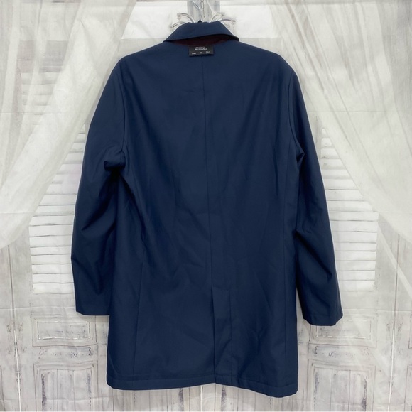 Murano Medium Blue Purple Solid Reversible Trench Coat Lightweight Jacket Button - Picture 13 of 14
